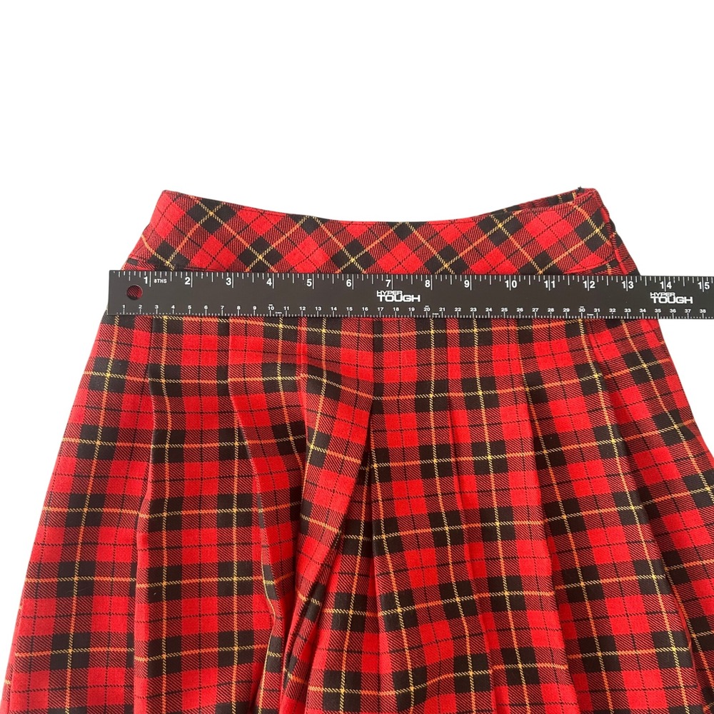 VTG Y2K 90s Amy Byer Plaid Pleated Skirt Red Black Yellow Girls Sz M Old Money - Picture 8 of 8
